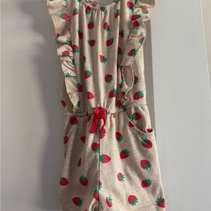 Wonder Nation Beige and Pink Strawberry Romper